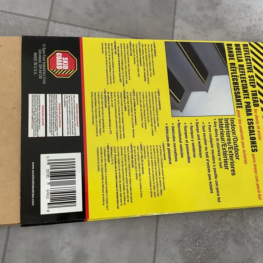 SKID GUARD 6” W X 24”Black/Yellow Stair Tread. New